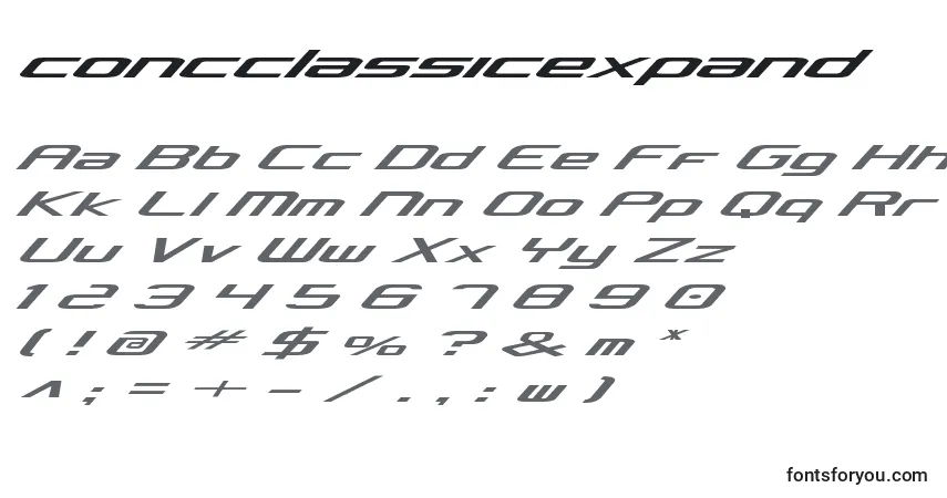 Concclassicexpand-fontti – aakkoset, numerot, erikoismerkit
