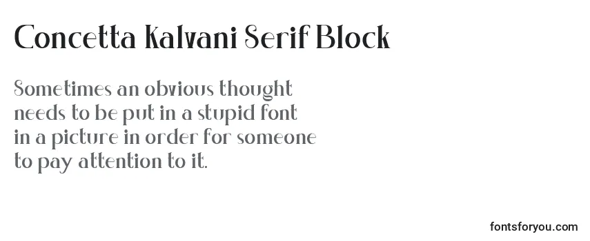 Revue de la police Concetta Kalvani Serif Block