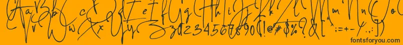 Concetta Kalvani Signature-Schriftart – Schwarze Schriften auf orangefarbenem Hintergrund