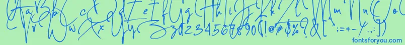 Concetta Kalvani Signature Font – Blue Fonts on Green Background