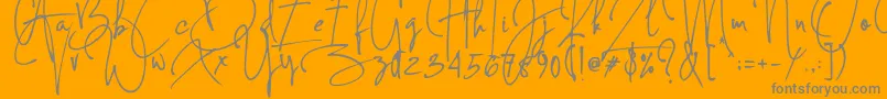 Concetta Kalvani Signature-Schriftart – Graue Schriften auf orangefarbenem Hintergrund