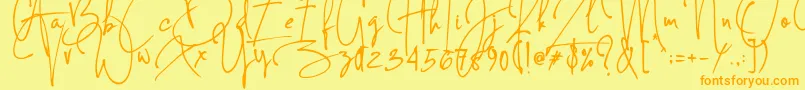 Concetta Kalvani Signature Font – Orange Fonts on Yellow Background