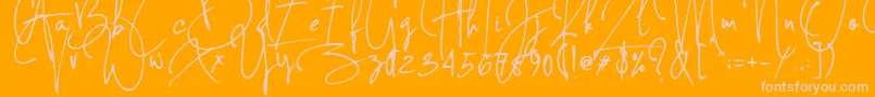 Concetta Kalvani Signature-Schriftart – Rosa Schriften auf orangefarbenem Hintergrund