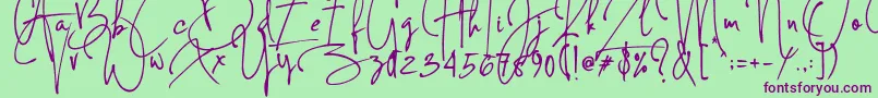 Concetta Kalvani Signature Font – Purple Fonts on Green Background