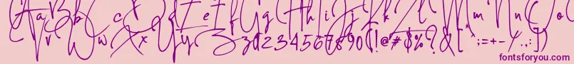 Concetta Kalvani Signature-Schriftart – Violette Schriften auf rosa Hintergrund