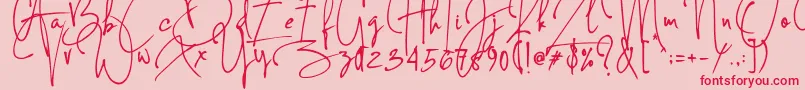 Concetta Kalvani Signature-Schriftart – Rote Schriften auf rosa Hintergrund