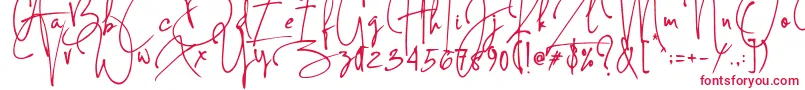 フォントConcetta Kalvani Signature – 白い背景に赤い文字