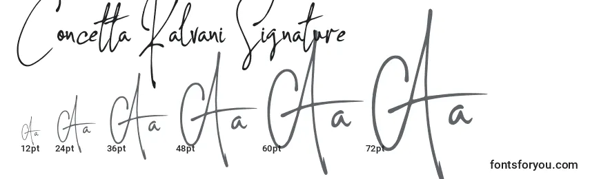 Tamanhos de fonte Concetta Kalvani Signature