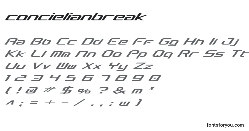 Concielianbreak (123920)フォント–アルファベット、数字、特殊文字