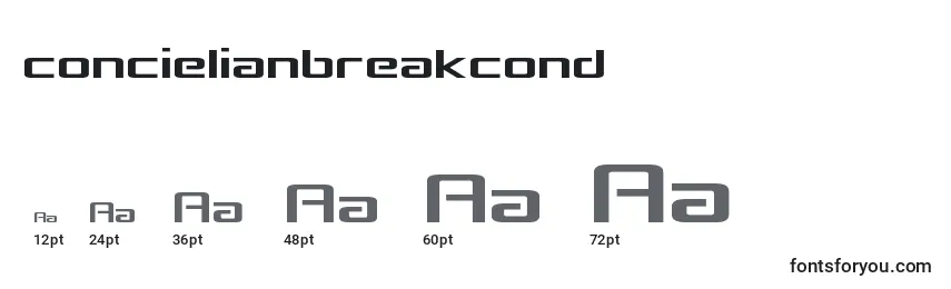 Размеры шрифта Concielianbreakcond
