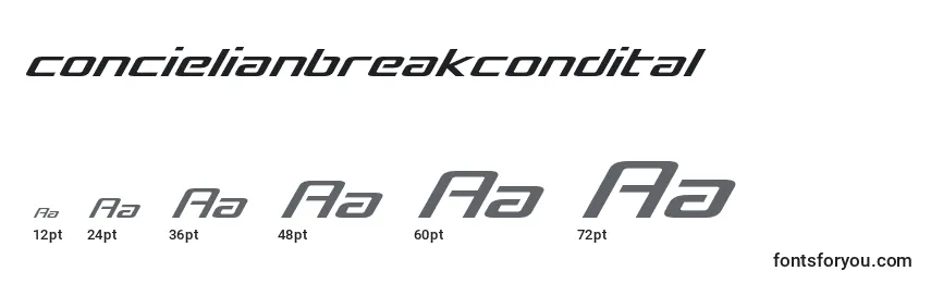 Размеры шрифта Concielianbreakcondital