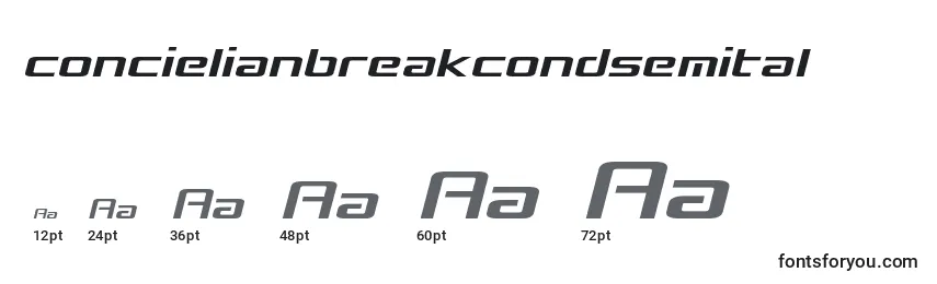 Concielianbreakcondsemital Font Sizes