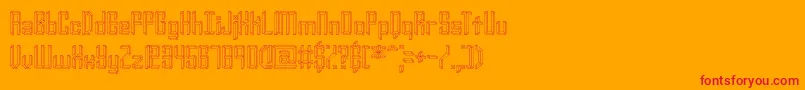 YourComplexOBrk-Schriftart – Rote Schriften auf orangefarbenem Hintergrund