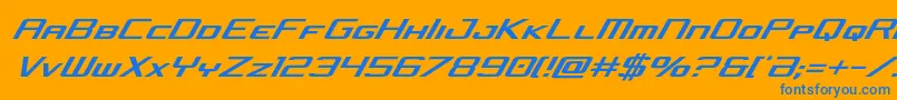 concielianjetcondital-Schriftart – Blaue Schriften auf orangefarbenem Hintergrund