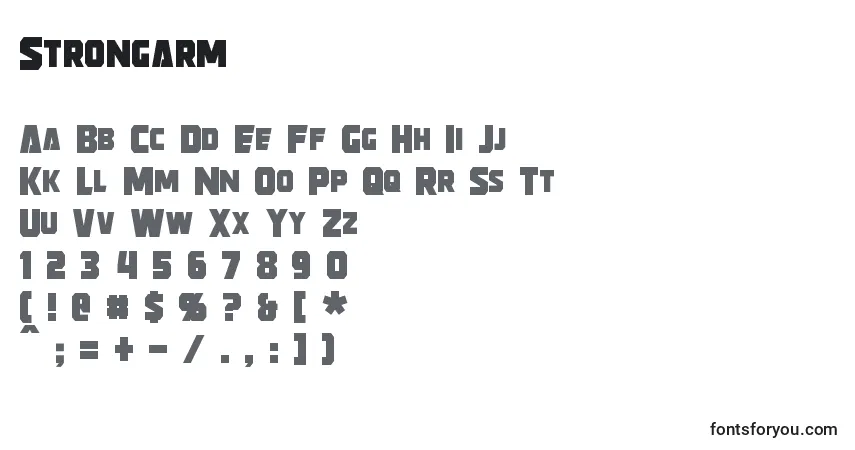 Schriftart Strongarm – Alphabet, Zahlen, spezielle Symbole
