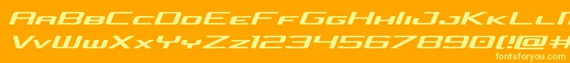 フォントconcielianjetexpandsemital – オレンジの背景に黄色の文字