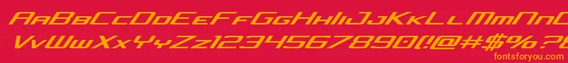 フォントconcielianjetital – 赤い背景にオレンジの文字