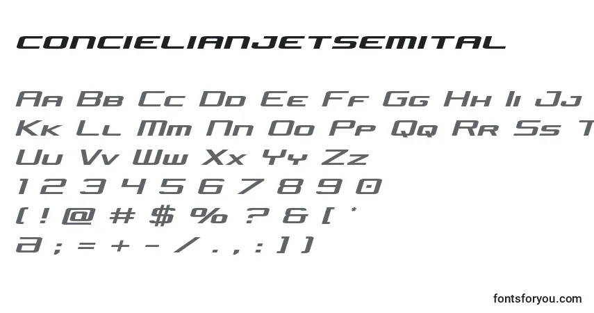 Czcionka Concielianjetsemital – alfabet, cyfry, specjalne znaki