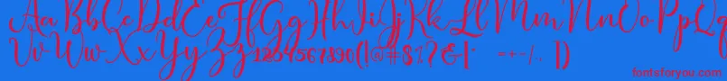 condita-Schriftart – Rote Schriften auf blauem Hintergrund