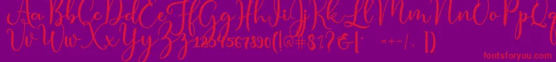 condita-Schriftart – Rote Schriften auf violettem Hintergrund