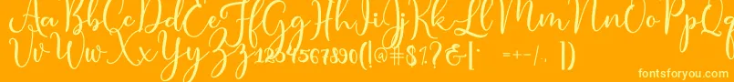 condita-Schriftart – Gelbe Schriften auf orangefarbenem Hintergrund