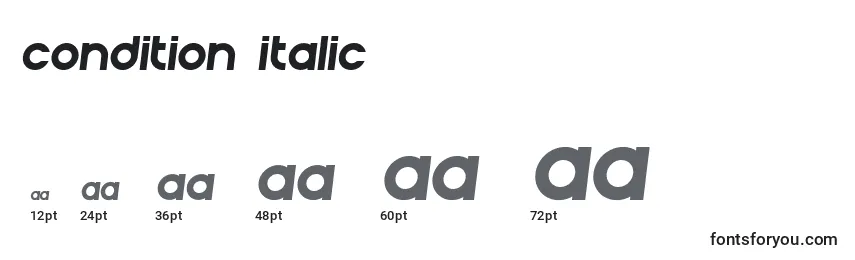 Размеры шрифта Condition Italic