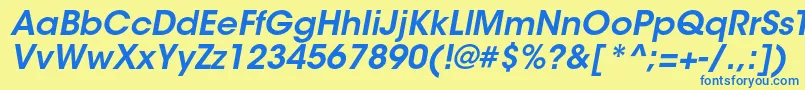 フォントItcavantgardestdDemiobl – 青い文字が黄色の背景にあります。