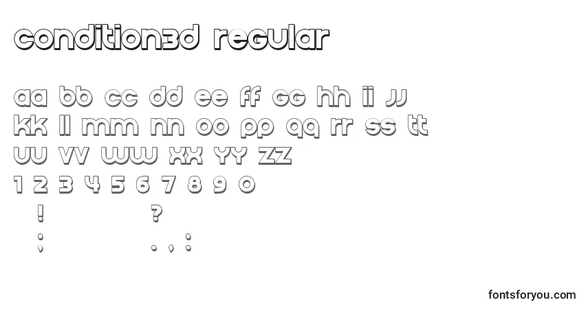 Condition3D Regular-fontti – aakkoset, numerot, erikoismerkit