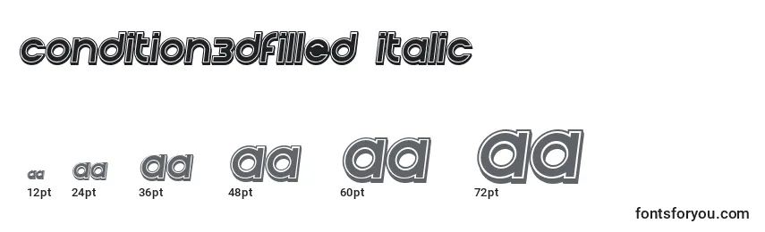 Tamanhos de fonte Condition3DFilled Italic