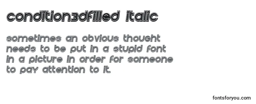 Condition3DFilled Italic -fontin tarkastelu
