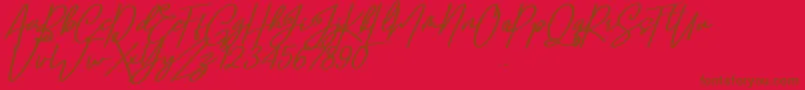 Confidante Font – Brown Fonts on Red Background