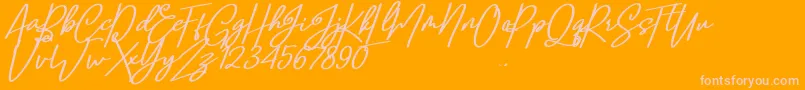 Confidante-Schriftart – Rosa Schriften auf orangefarbenem Hintergrund