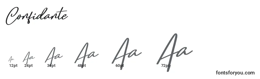 Größen der Schriftart Confidante