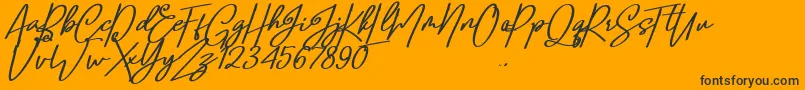 Confidante-Schriftart – Schwarze Schriften auf orangefarbenem Hintergrund