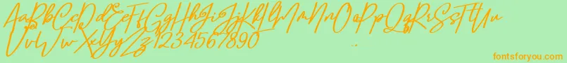 Confidante Font – Orange Fonts on Green Background