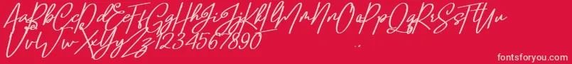 Confidante-Schriftart – Rosa Schriften auf rotem Hintergrund