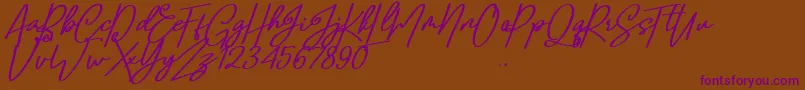 Confidante-Schriftart – Violette Schriften auf braunem Hintergrund