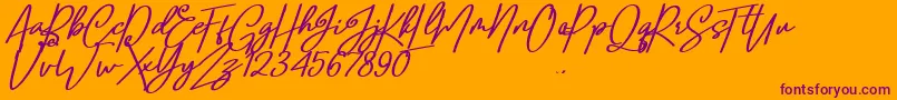 Confidante-fontti – violetit fontit oranssilla taustalla