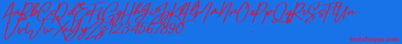 Confidante Font – Red Fonts on Blue Background