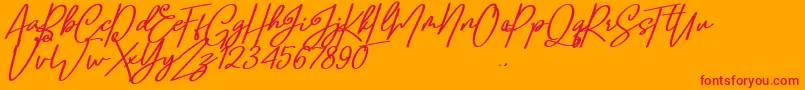 Confidante Font – Red Fonts on Orange Background