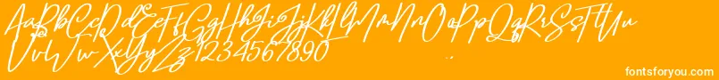 Confidante-Schriftart – Weiße Schriften auf orangefarbenem Hintergrund