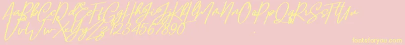 Confidante-Schriftart – Gelbe Schriften auf rosa Hintergrund