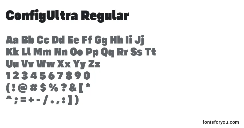 Schriftart ConfigUltra Regular – Alphabet, Zahlen, spezielle Symbole