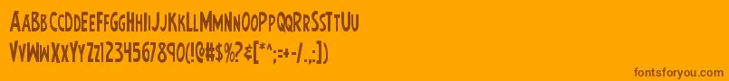 Fonte Earthsmightiestcond – fontes marrons em um fundo laranja
