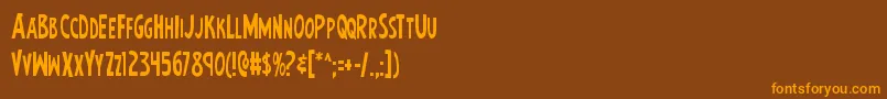 Weitere Informationen zur Earthsmightiestcond-Schriftart Earthsmightiestcond-Schriftart – Orangefarbene Schriften auf braunem Hintergrund