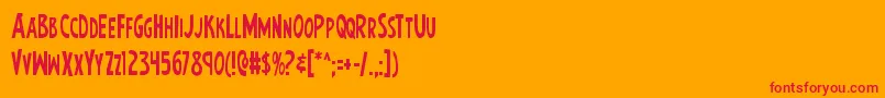 フォントEarthsmightiestcond – オレンジの背景に赤い文字