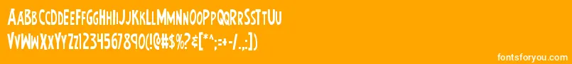 Weitere Informationen zur Earthsmightiestcond-Schriftart Earthsmightiestcond-Schriftart – Weiße Schriften auf orangefarbenem Hintergrund