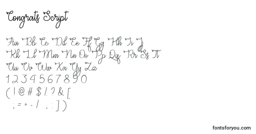 Schriftart Congrats Script   (123962) – Alphabet, Zahlen, spezielle Symbole