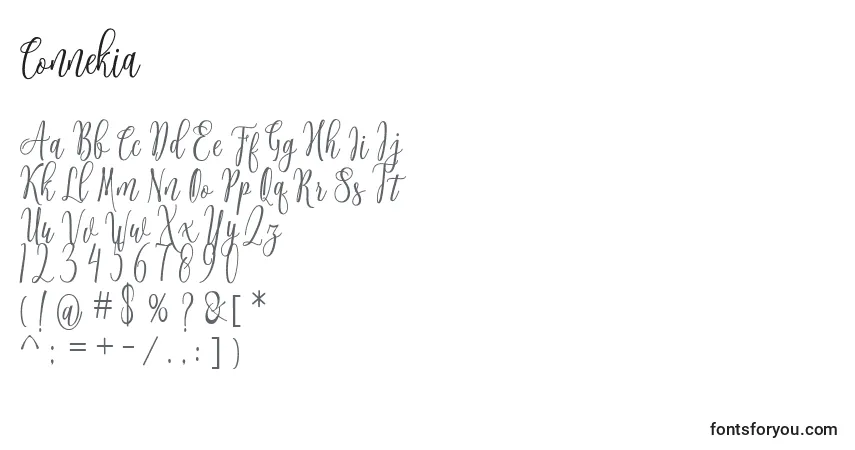 Schriftart Connekia – Alphabet, Zahlen, spezielle Symbole