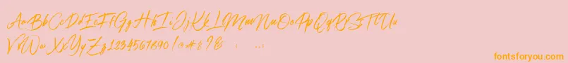 Connoisseurs-Schriftart – Orangefarbene Schriften auf rosa Hintergrund